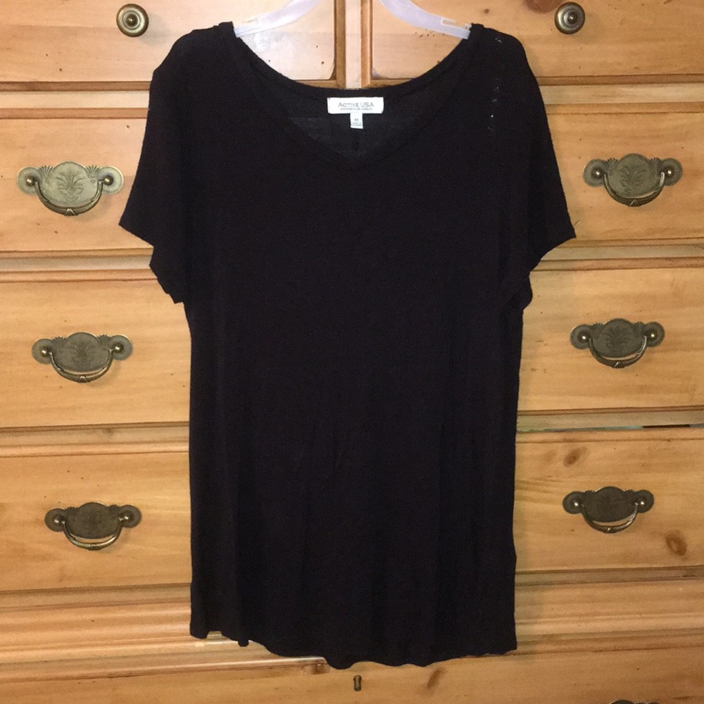 Dressy black V neck tee